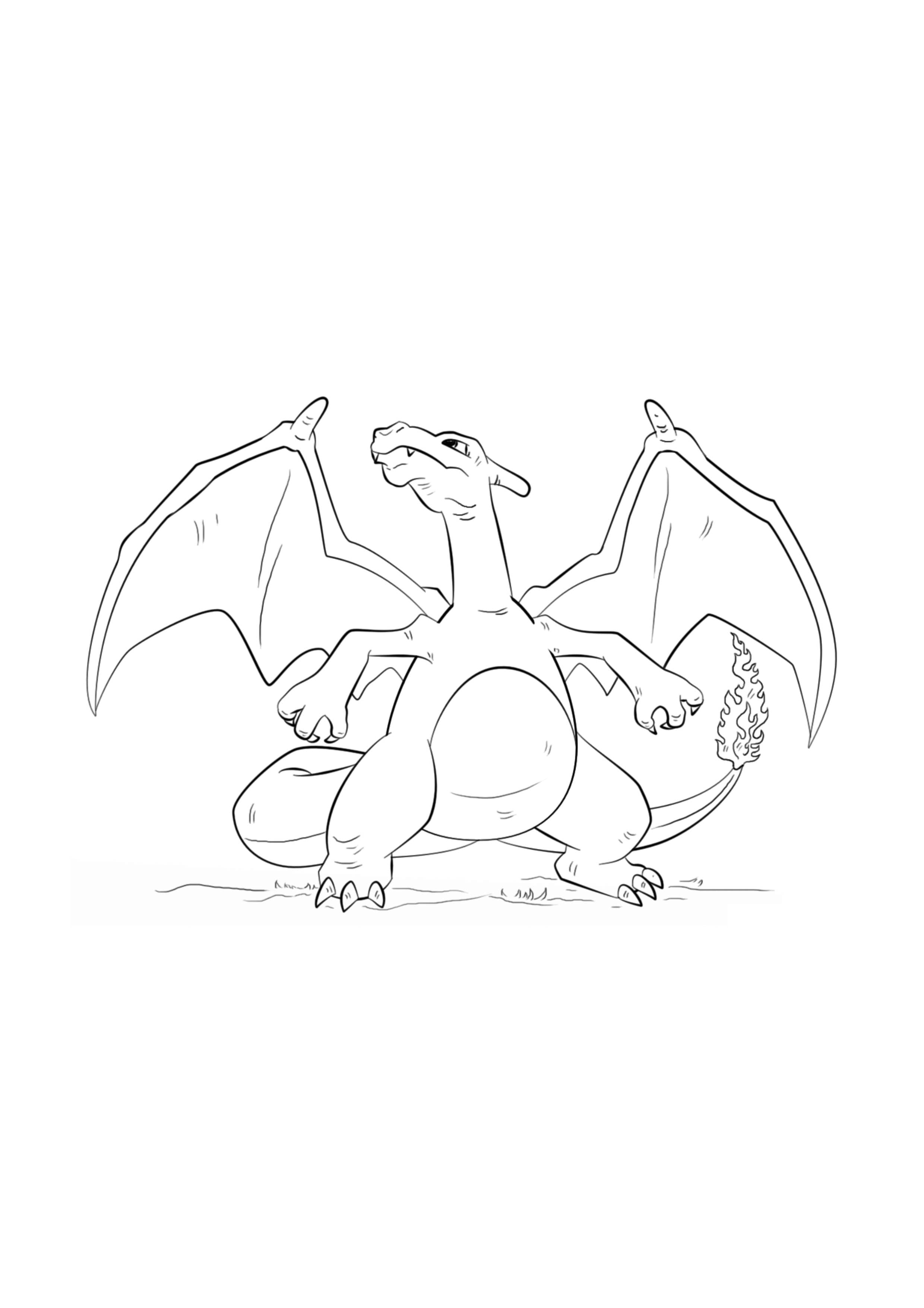 Página para colorear Charizard (A4) para imprimir