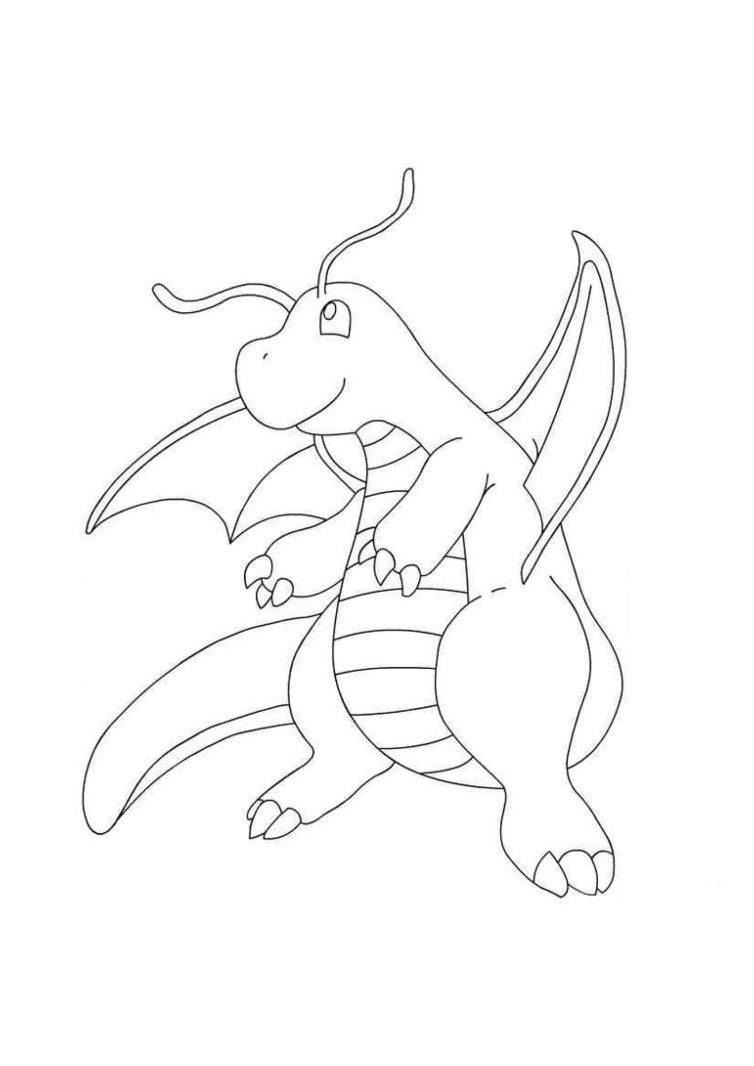 Página para colorear Dragonite (A4) para imprimir