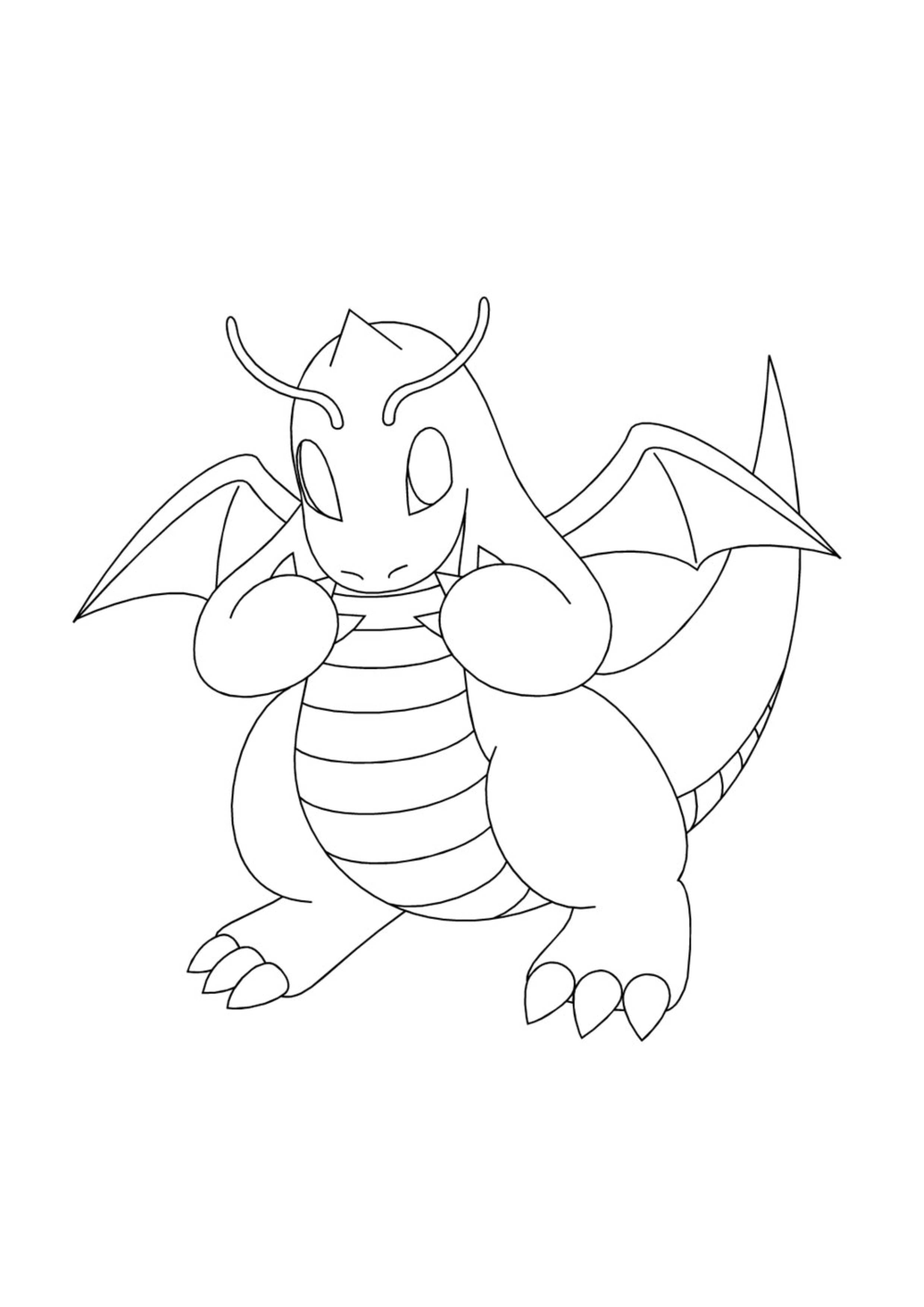 Página para colorear Dragonite (A4) para imprimir