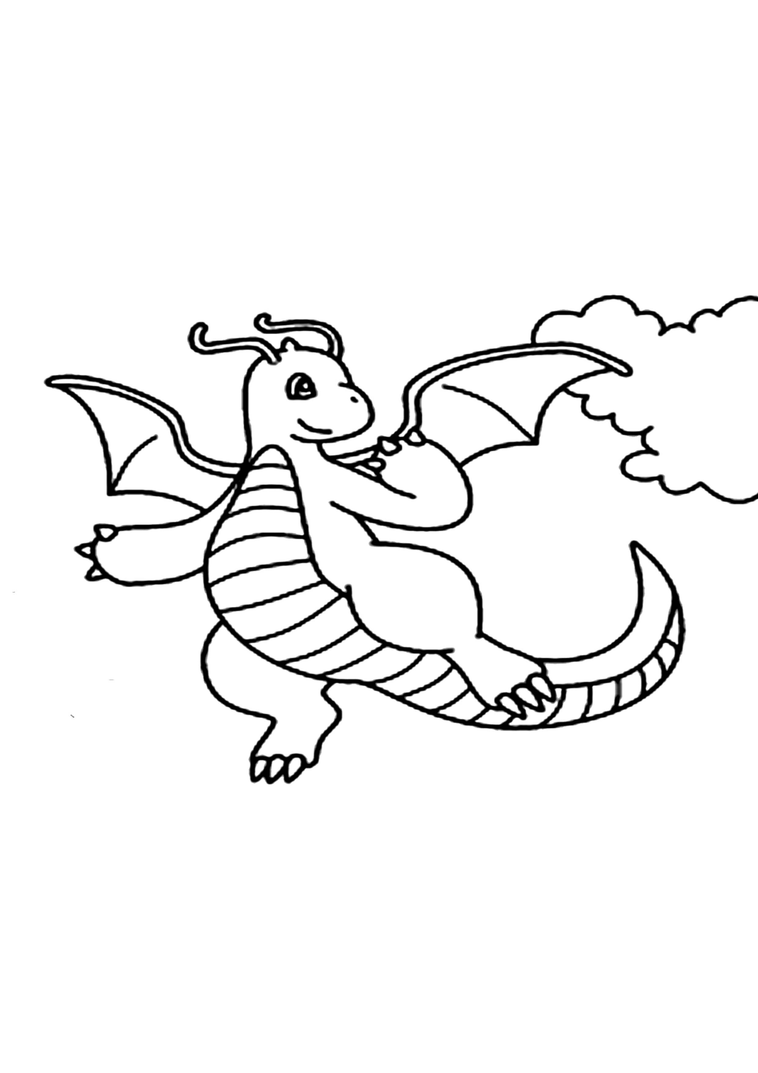 Página para colorear Dragonite (A4) para imprimir