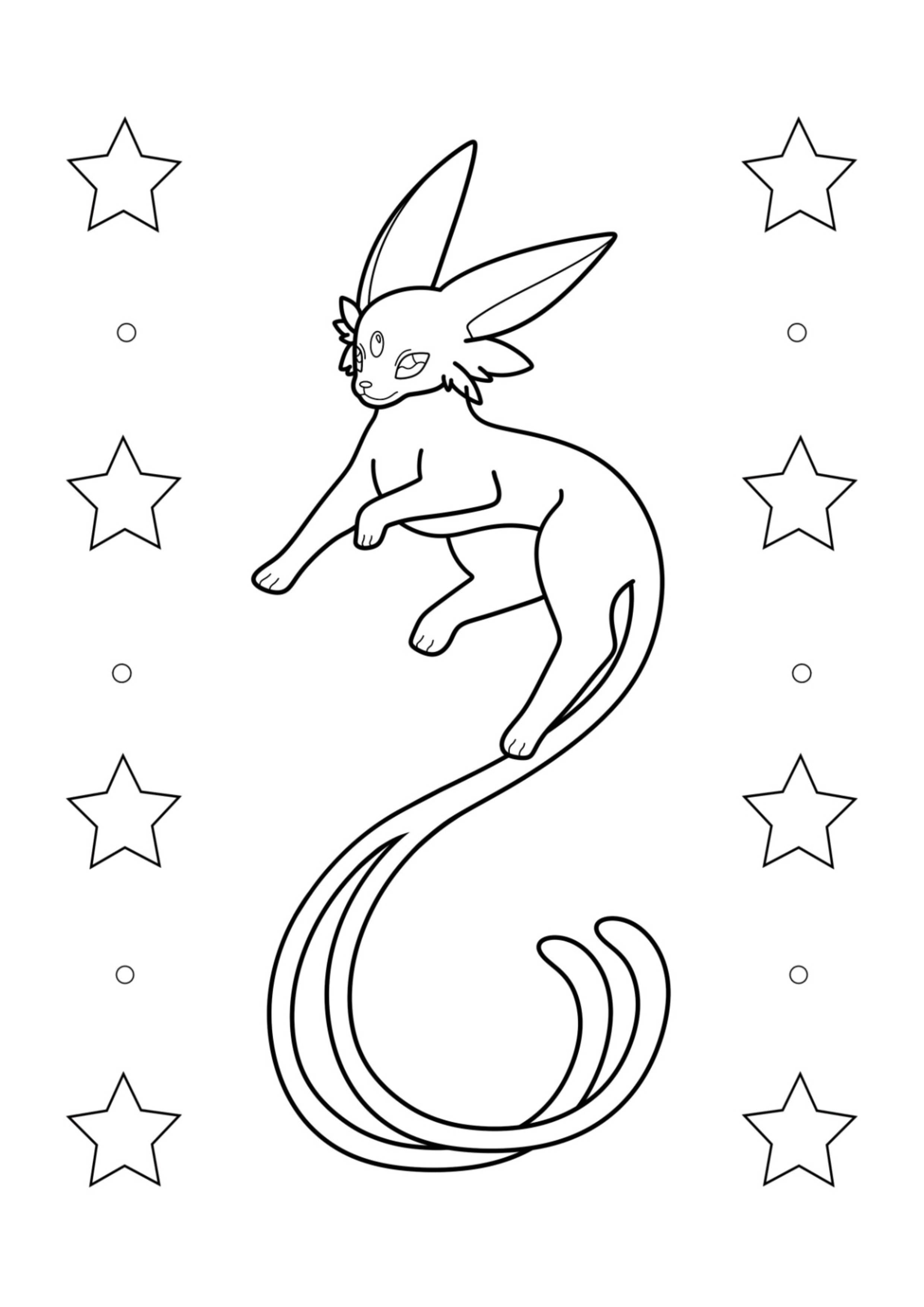 Página para colorear Espeon (A4) para imprimir