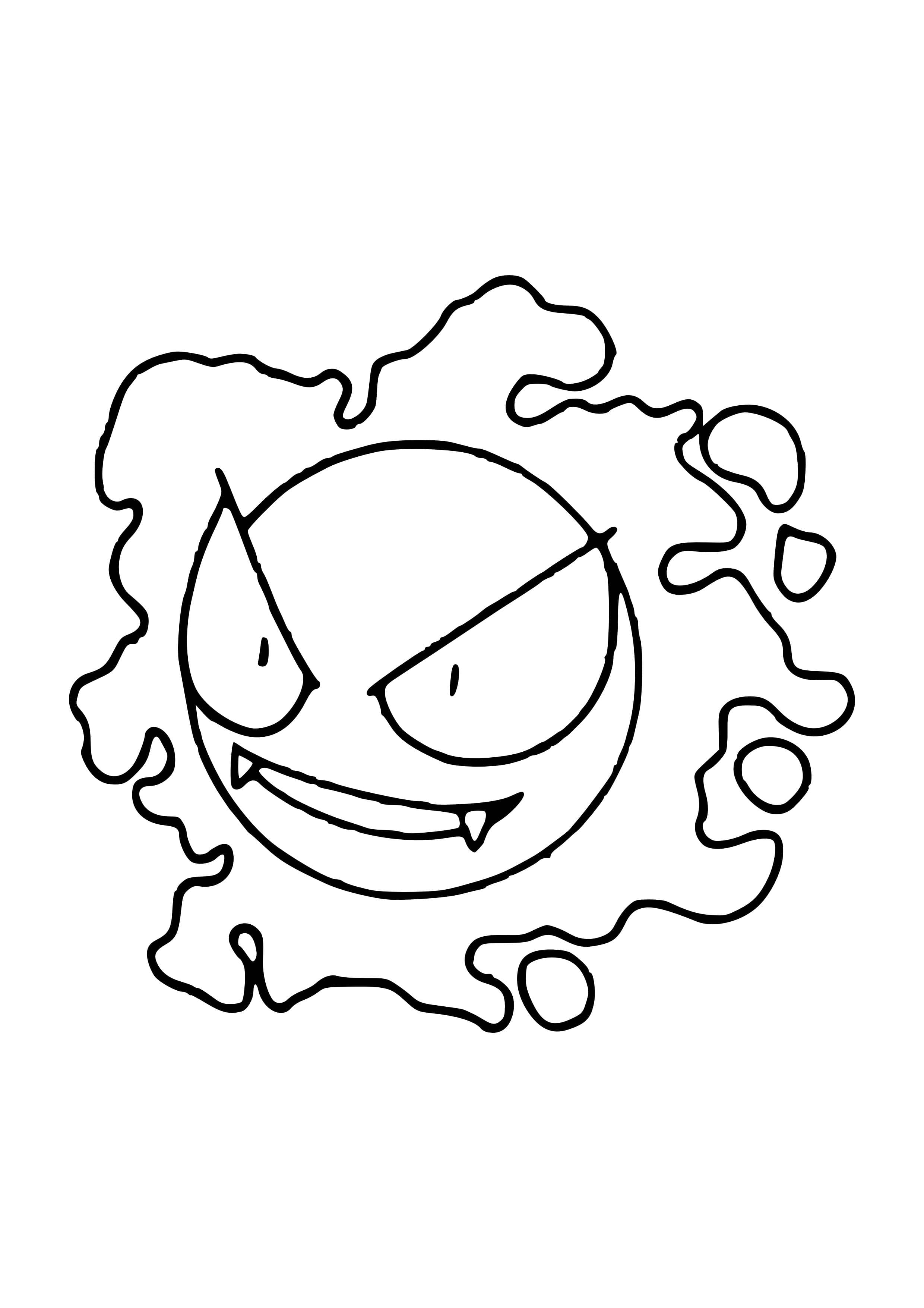 Página para colorear Gastly (A4) para imprimir