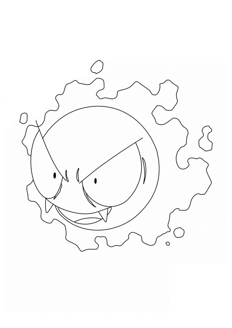 Página para colorear Gastly (A4) para imprimir