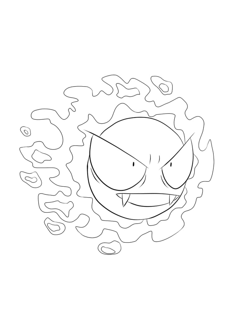 Página para colorear Gastly (A4) para imprimir