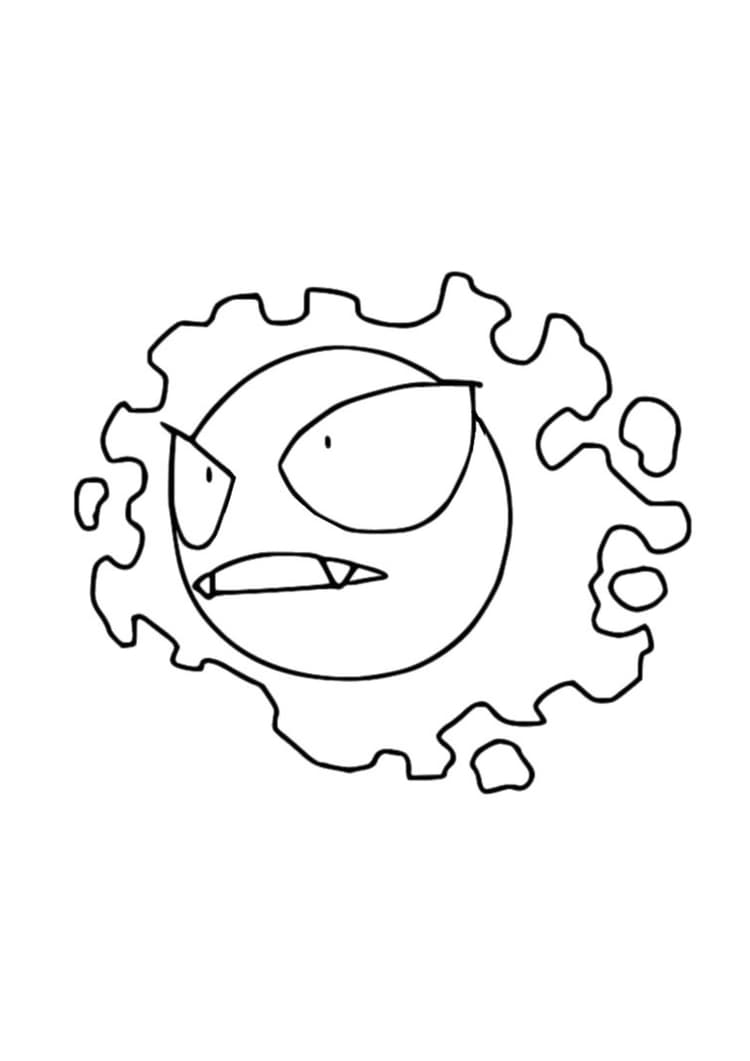Página para colorear Gastly (A4) para imprimir