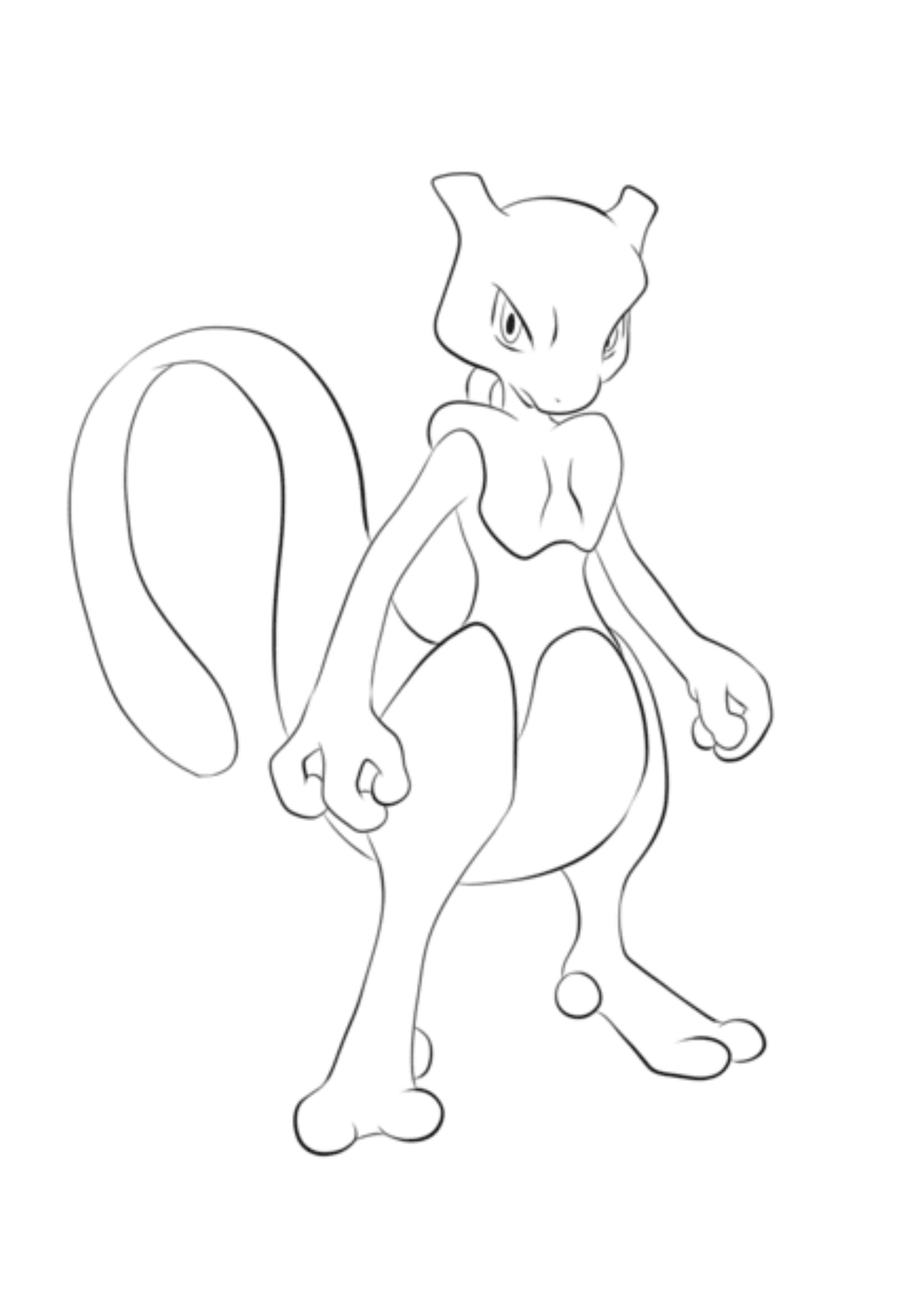 Página para colorear Mewtwo (A4) para imprimir