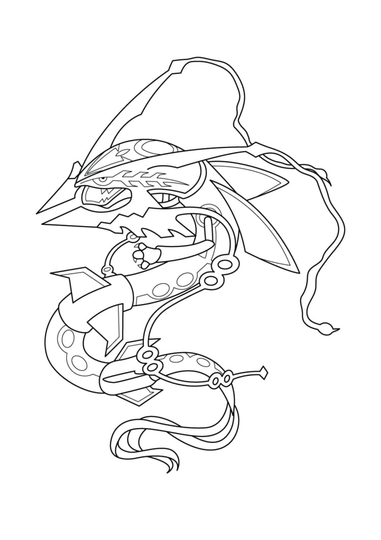 Página para colorear Rayquaza (A4) para imprimir
