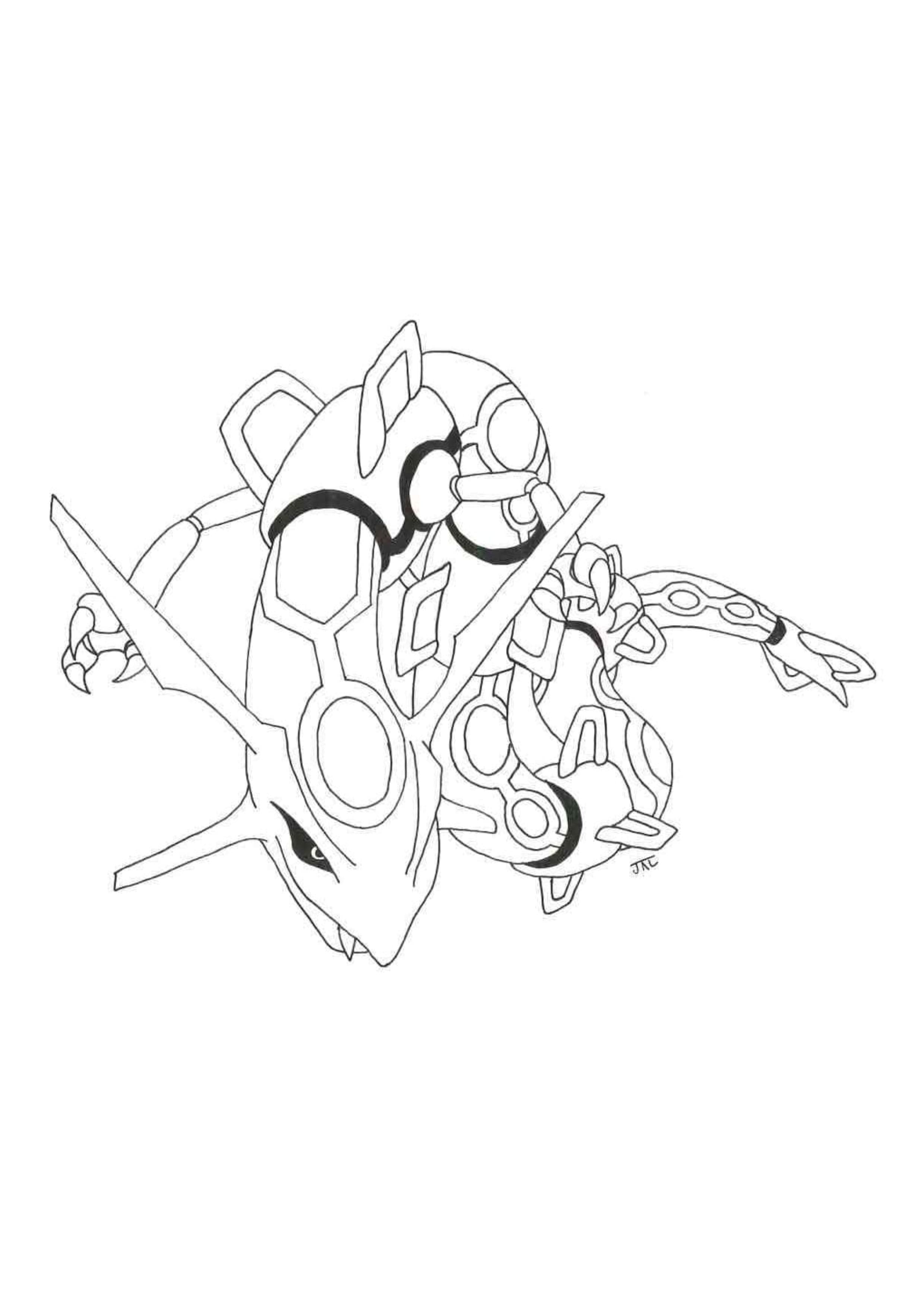 Página para colorear Rayquaza (A4) para imprimir