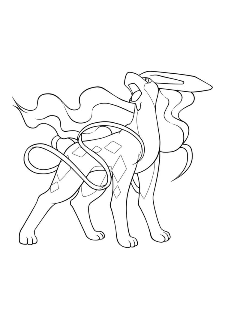 Página para colorear Suicune (A4) para imprimir