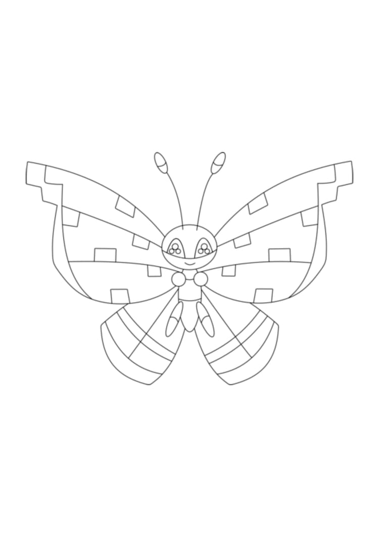 Página para colorear Vivillon (A4) para imprimir
