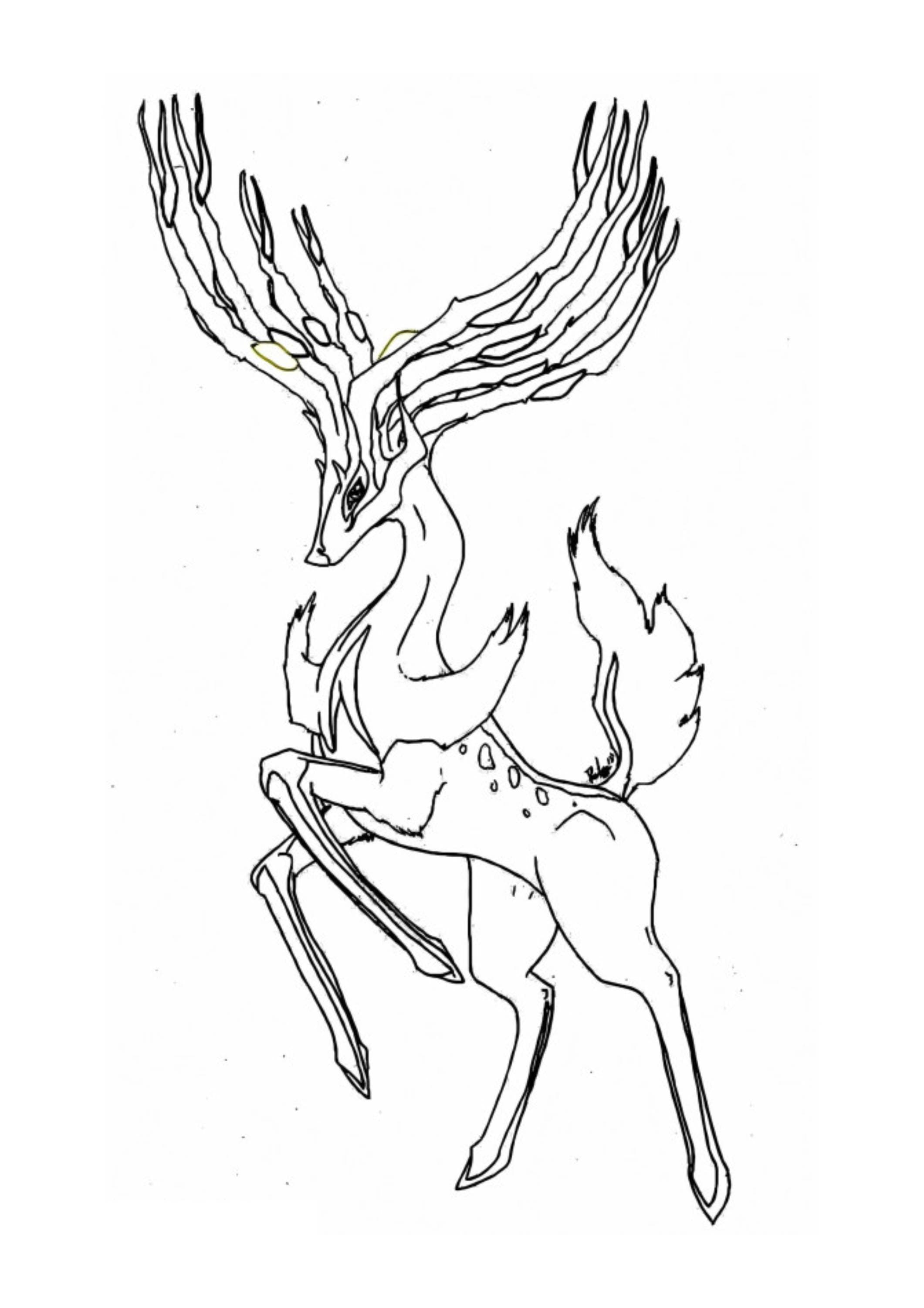 Página para colorear Xerneas (A4) para imprimir